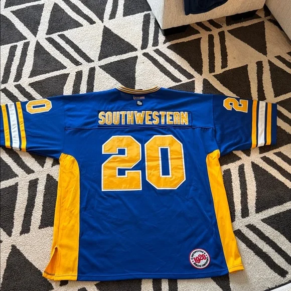 Men's V-Neck Sweater with Blue and Yellow Accents - Picture 12 of 12